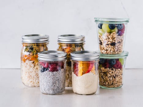 healthy snacks arranged in containers