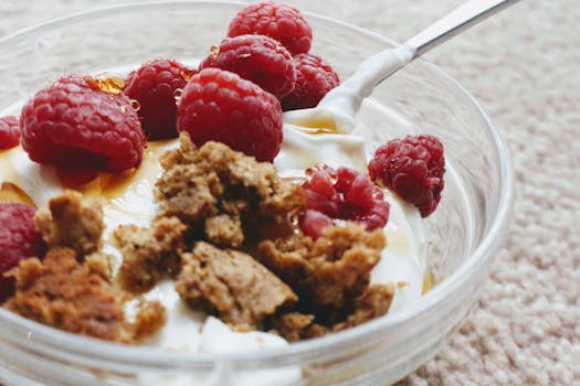 Greek yogurt topped with fresh berries