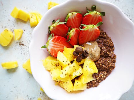 colorful quinoa and bean bowl