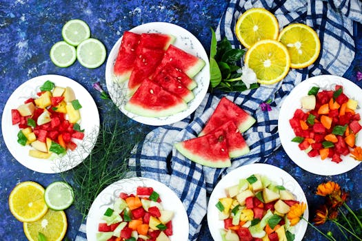 colorful fruit platter with tropical fruits