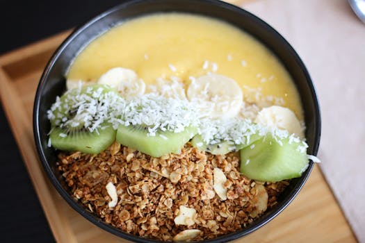 delicious mango coconut yogurt bowl