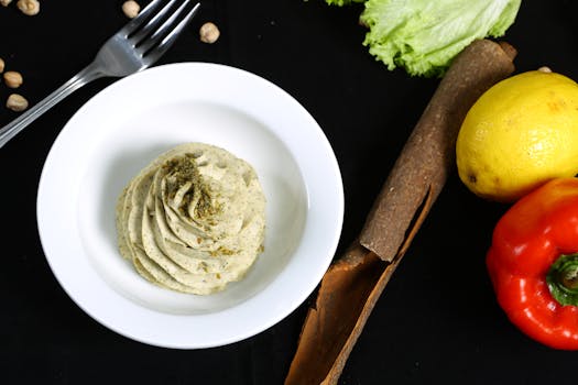 fresh vegetables with hummus dip