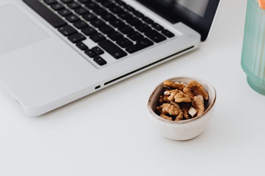 various healthy snacks on a desk