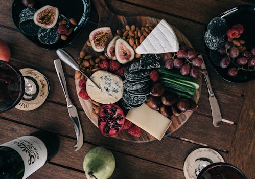 a balanced snack plate with crackers and fruit