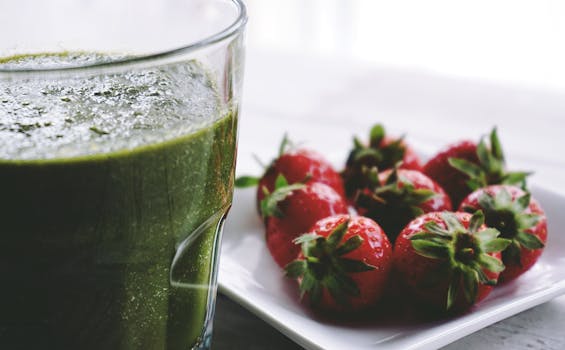 green smoothie with fruits and vegetables