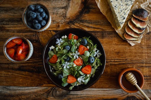 colorful salad with greens and berries