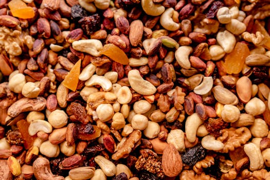 healthy trail mix with nuts and dried fruit