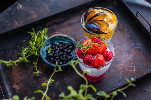 colorful chia seed pudding in a glass